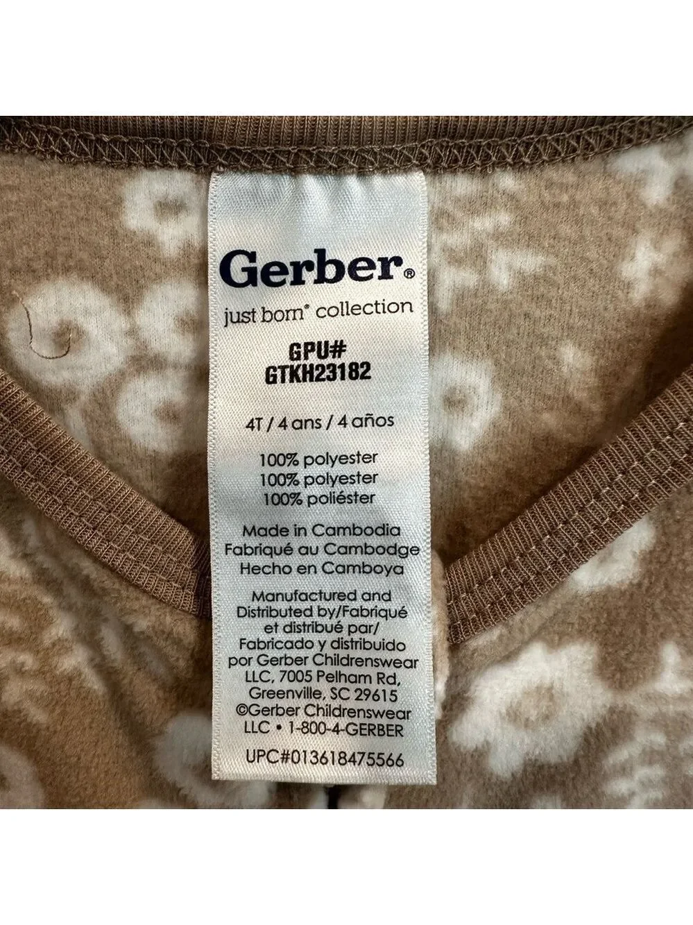 Gerber Brown Floral Kids One Piece Footie